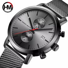 Hannah Martin 1092 Black Multifunction Chronograph Stainless Steel Mesh Band Men Big Dial Watch Wristwatches alibaba webshop